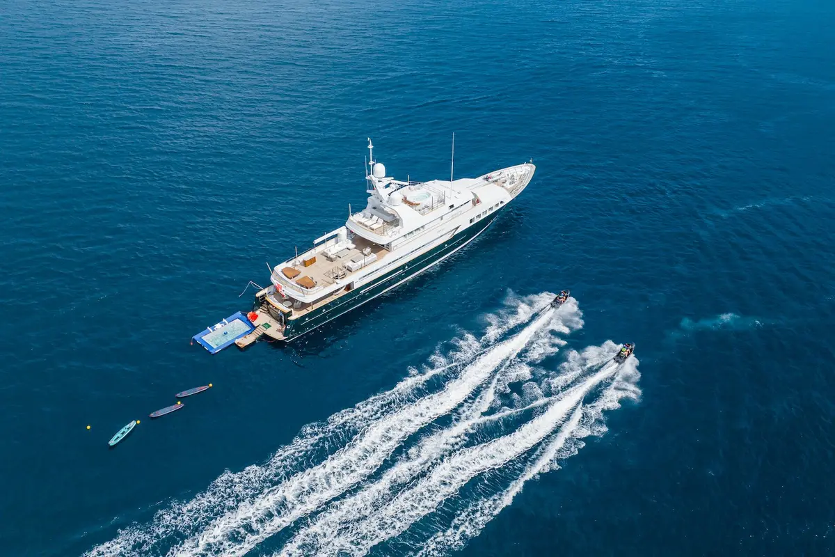 Emerald, main deck — Menorca Yacht Rental, Menorca. Fifty metres of quiet cabins for multi-day cruising