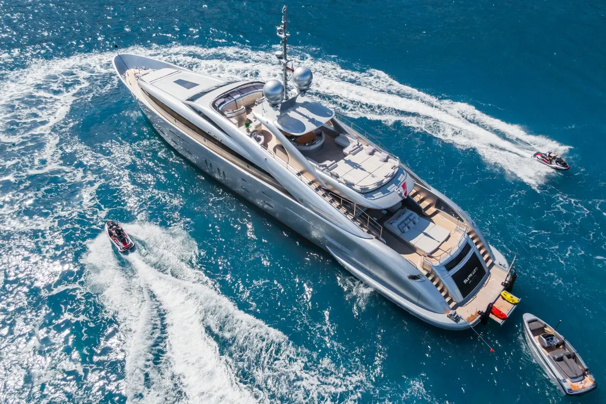 Silver Wind, aft deck — Menorca Yacht Rental, Menorca. Stern beach club days, quiet sundeck evenings