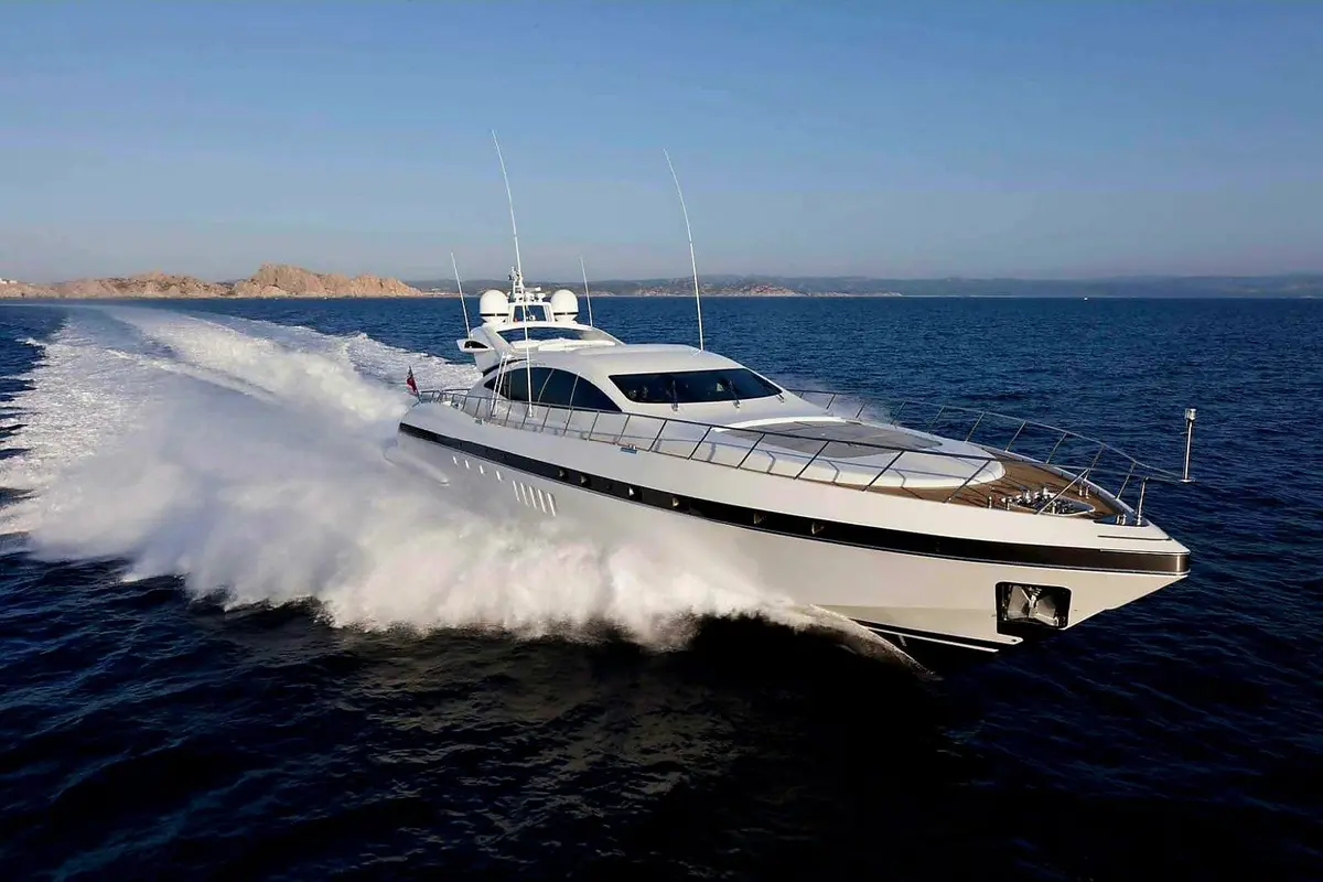 Mangusta 92, exterior — Menorca Yacht Rental, Menorca. Fast lines built for Menorca's quieter coves