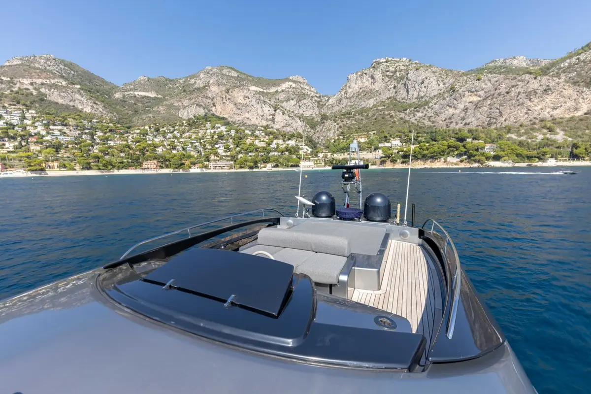 Riva 86 Domino, salon — Menorca Yacht Rental, Menorca. Classic Riva lines built for multi-day island routes