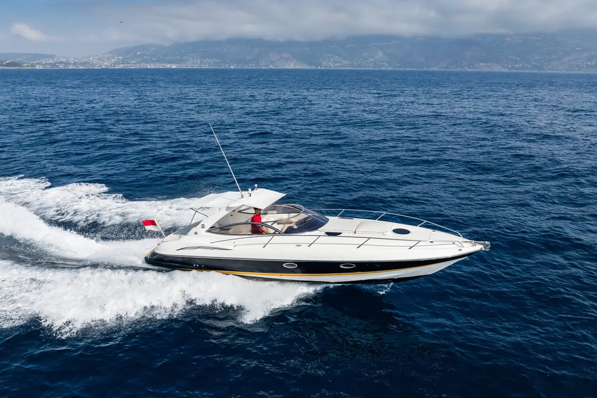 Superhawk 34, exterior — Menorca Yacht Rental, Menorca. Fast, sporty runs to Menorca's quieter coves